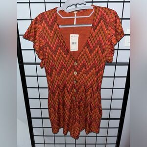 Free People Phoenix Playsuit Romper with Geometric Pattern NWT